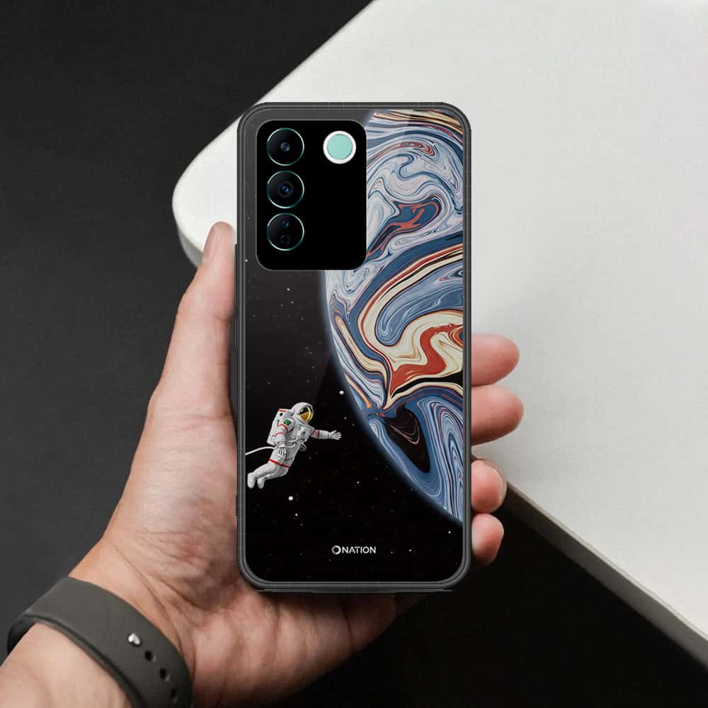 Vivo V27e Cover - Cosmic Marble Astronaut Design - HQ Ultra Shine Premium Infinity Glass Soft Silicon Borders Case