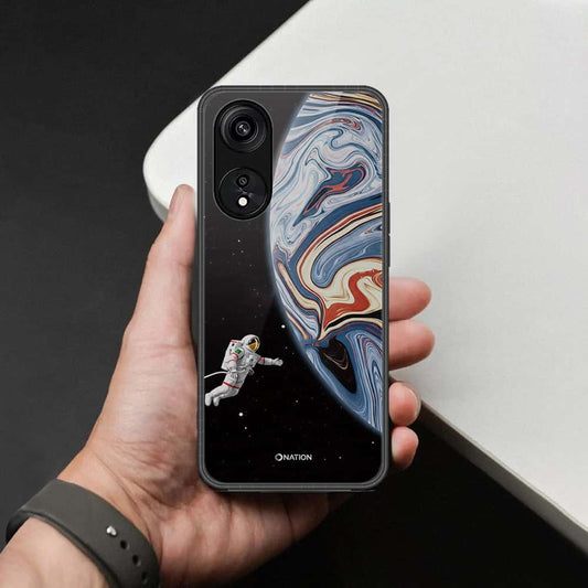 Oppo A1 Pro Cover - Cosmic Marble Astronaut Design - HQ Ultra Shine Premium Infinity Glass Soft Silicon Borders Case