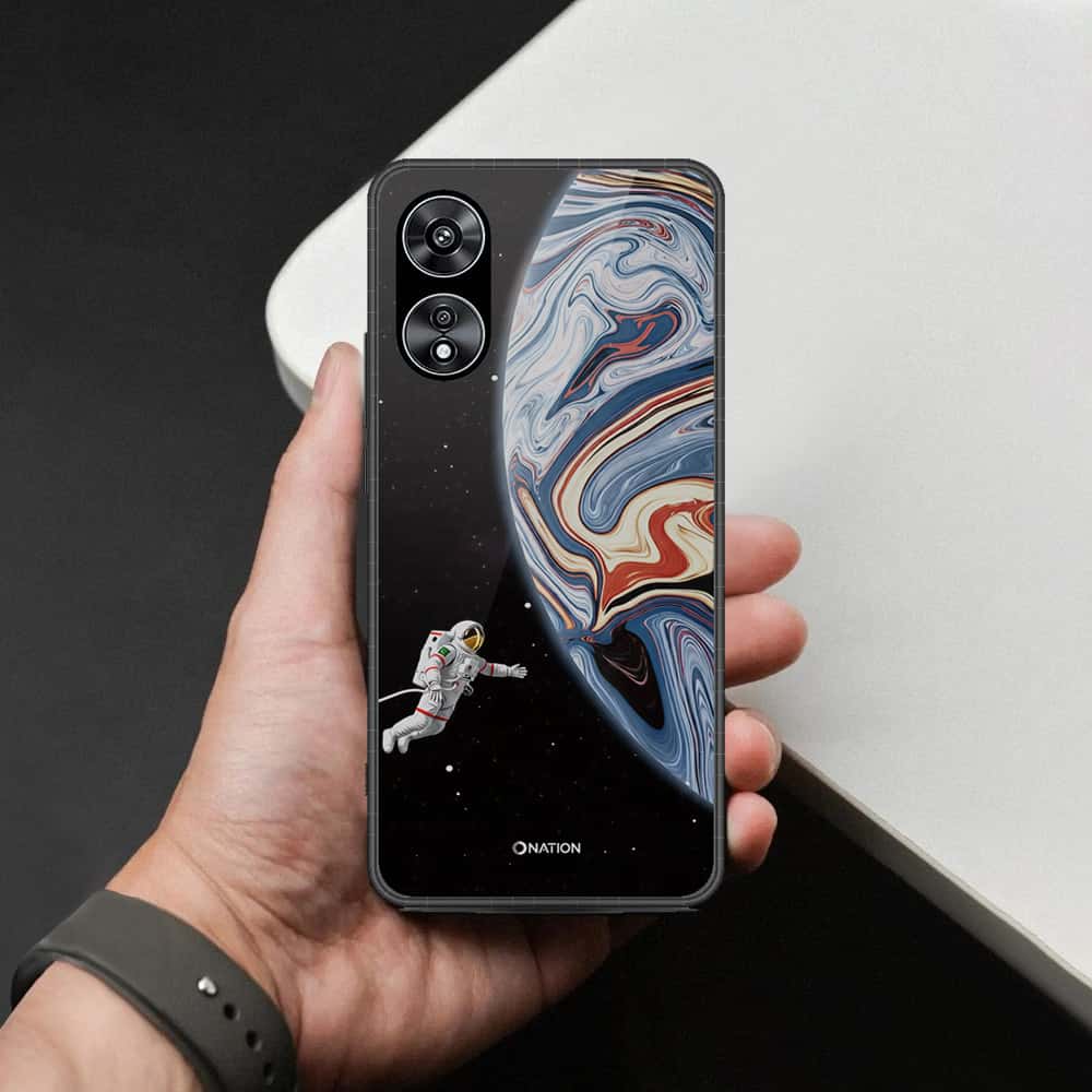 Oppo A97 5G Cover - Cosmic Marble Astronaut Design - HQ Ultra Shine Premium Infinity Glass Soft Silicon Borders Case