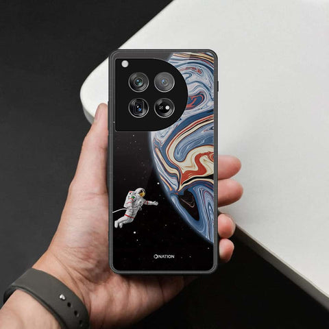 OnePlus 12 Cover - Cosmic Marble Astronaut Design - HQ Ultra Shine Premium Infinity Glass Soft Silicon Borders Case