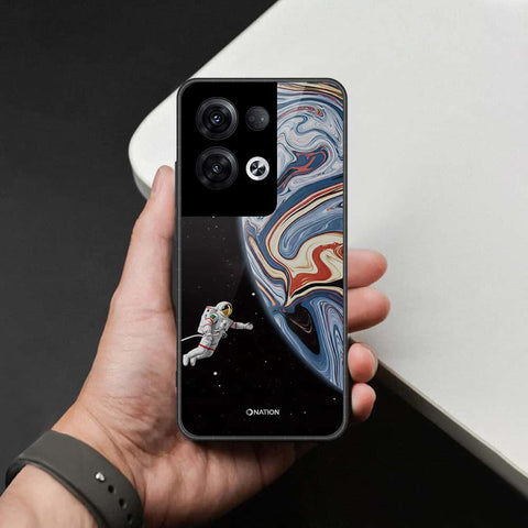 Oppo Reno 8 Pro Cover - Cosmic Marble Astronaut Design - HQ Ultra Shine Premium Infinity Glass Soft Silicon Borders Case