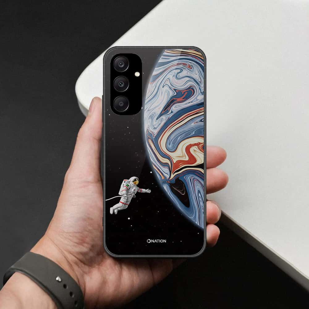 Samsung Galaxy A25 5G Cover - Cosmic Marble Astronaut Design - HQ Ultra Shine Premium Infinity Glass Soft Silicon Borders Case