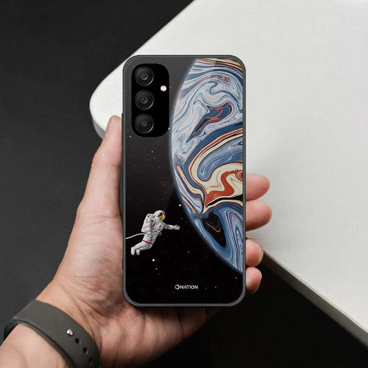 Samsung Galaxy A25 5G Cover - Cosmic Marble Astronaut Design - HQ Ultra Shine Premium Infinity Glass Soft Silicon Borders Case