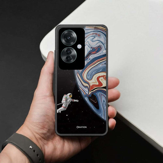 Oppo Reno 11F 5G Cover - Cosmic Marble Astronaut Design - HQ Ultra Shine Premium Infinity Glass Soft Silicon Borders Case