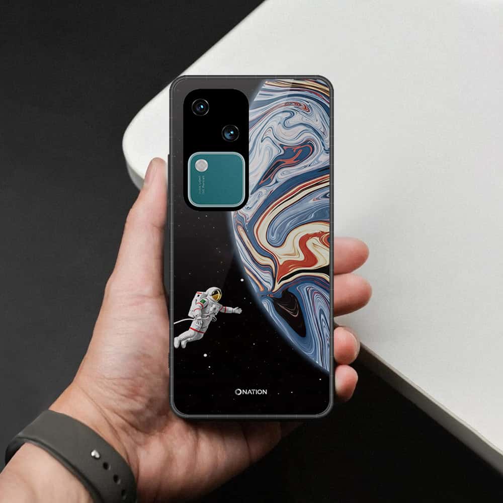 Vivo S18 Cover - Cosmic Marble Astronaut Design - HQ Ultra Shine Premium Infinity Glass Soft Silicon Borders Case