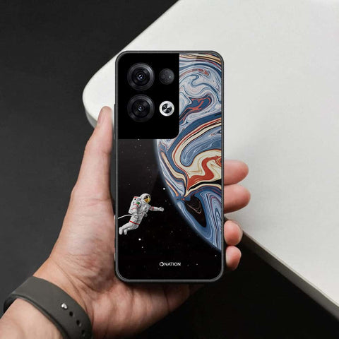 Oppo Reno 8 Pro Plus Cover - Cosmic Marble Astronaut Design - HQ Ultra Shine Premium Infinity Glass Soft Silicon Borders Case