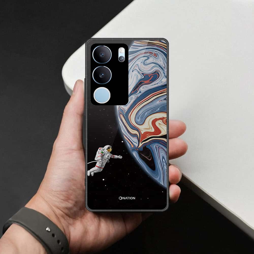 Vivo V29 Cover - Cosmic Marble Astronaut Design - HQ Ultra Shine Premium Infinity Glass Soft Silicon Borders Case