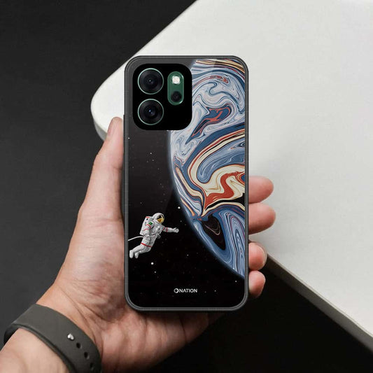 Oppo Reno 14F Cover - Cosmic Marble Astronaut Design - HQ Ultra Shine Premium Infinity Glass Soft Silicon Borders Case