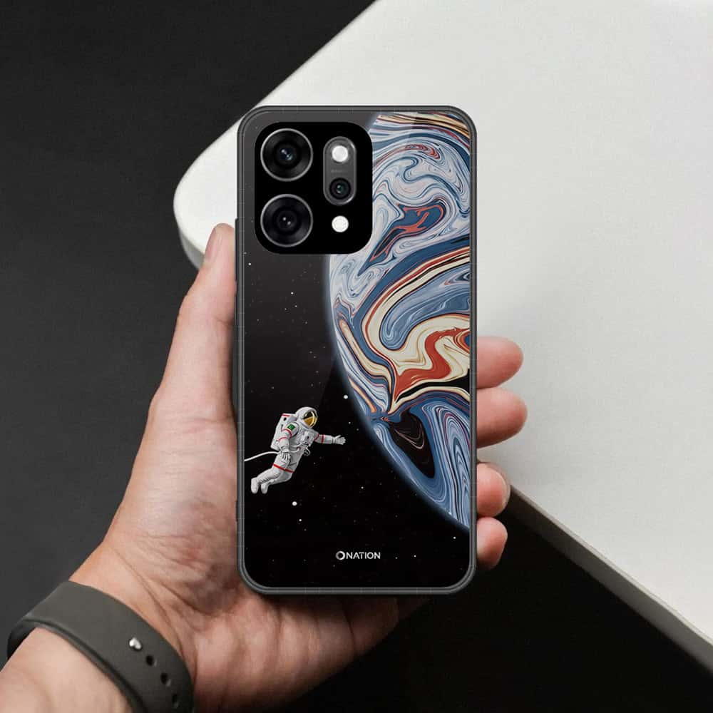 Oppo Reno 14 Cover - Cosmic Marble Astronaut Design - HQ Ultra Shine Premium Infinity Glass Soft Silicon Borders Case