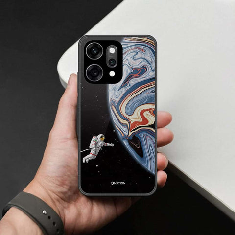 Oppo Reno 14 Cover - Cosmic Marble Astronaut Design - HQ Ultra Shine Premium Infinity Glass Soft Silicon Borders Case