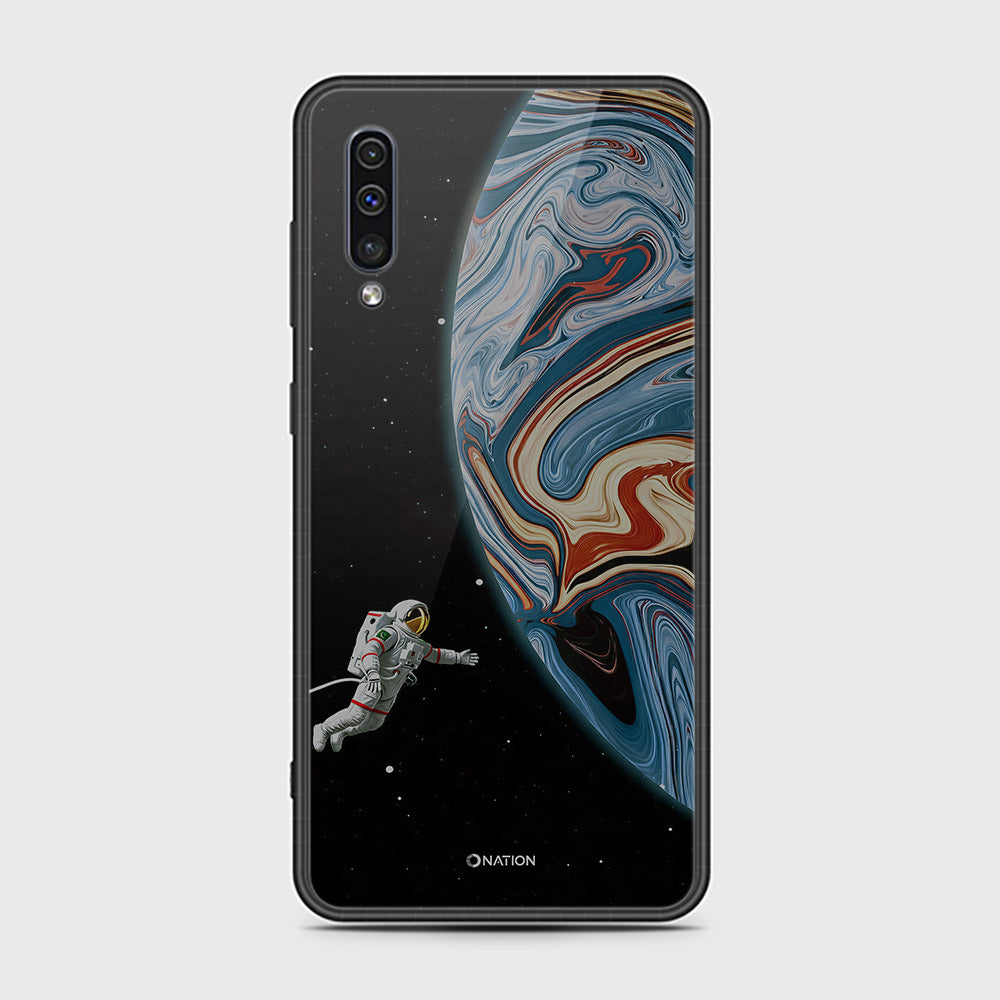 Samsung Galaxy A30s Cover - Cosmic Marble Astronaut Design - HQ Ultra Shine Premium Infinity Glass Soft Silicon Borders Case