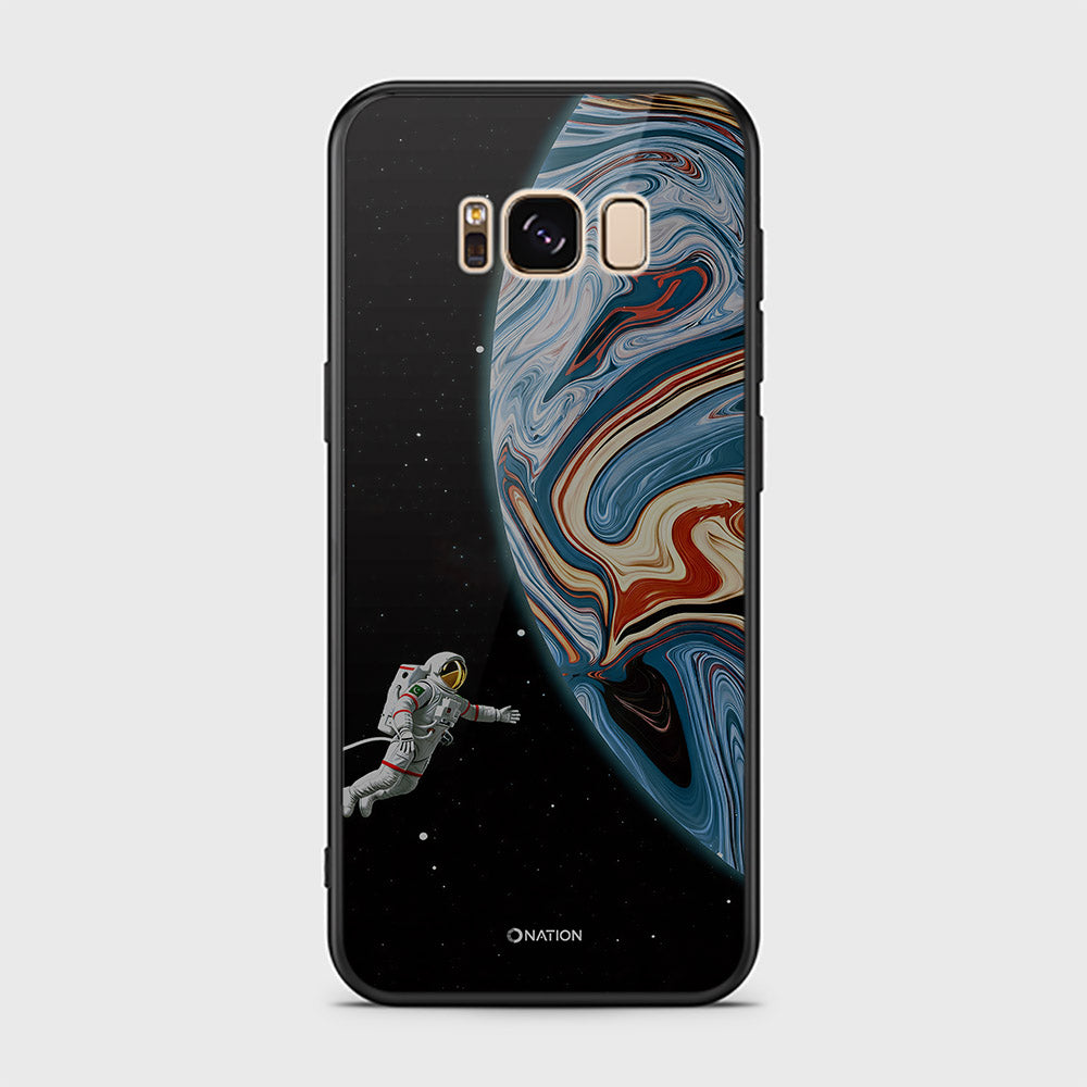 Samsung Galaxy S8 Plus Cover - Cosmic Marble Astronaut Design - HQ Ultra Shine Premium Infinity Glass Soft Silicon Borders Case