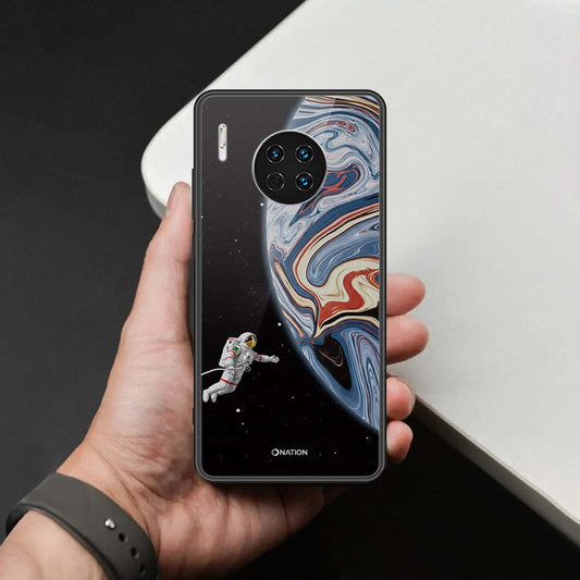 Huawei Mate 30 Cover - Cosmic Marble Astronaut Design - HQ Ultra Shine Premium Infinity Glass Soft Silicon Borders Case