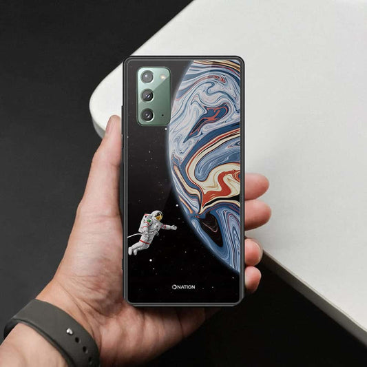 Samsung Galaxy Note 20 Cover - Cosmic Marble Astronaut Design - HQ Ultra Shine Premium Infinity Glass Soft Silicon Borders Case