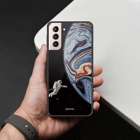 Samsung Galaxy S21 5G Cover - Cosmic Marble Astronaut Design - HQ Ultra Shine Premium Infinity Glass Soft Silicon Borders Case