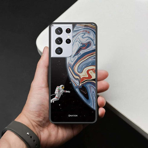 Samsung Galaxy S21 Ultra 5G Cover - Cosmic Marble Astronaut Design - HQ Ultra Shine Premium Infinity Glass Soft Silicon Borders Case
