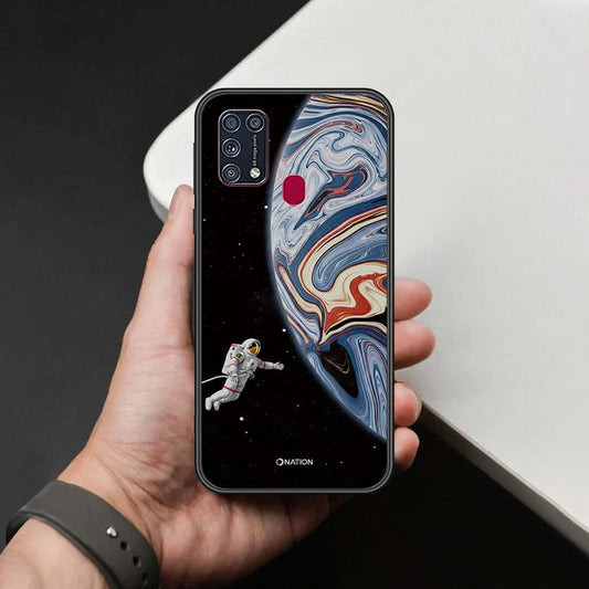 Samsung Galaxy M31 Cover - Cosmic Marble Astronaut Design - HQ Ultra Shine Premium Infinity Glass Soft Silicon Borders Case