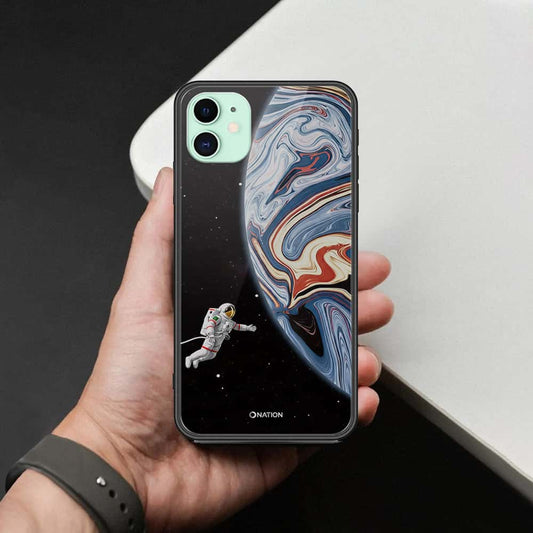 iPhone 11 Cover - Cosmic Marble Astronaut Design - HQ Ultra Shine Premium Infinity Glass Soft Silicon Borders Case