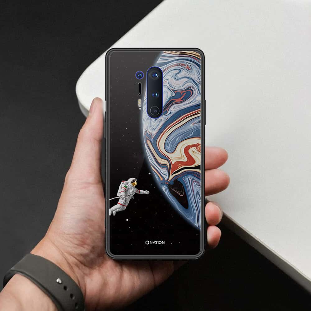 OnePlus 8 Pro Cover - Cosmic Marble Astronaut Design - HQ Ultra Shine Premium Infinity Glass Soft Silicon Borders Case