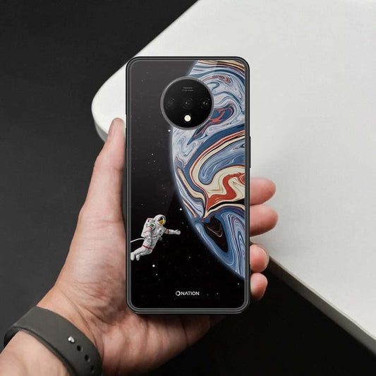 OnePlus 7T Cover - Cosmic Marble Astronaut Design - HQ Ultra Shine Premium Infinity Glass Soft Silicon Borders Case