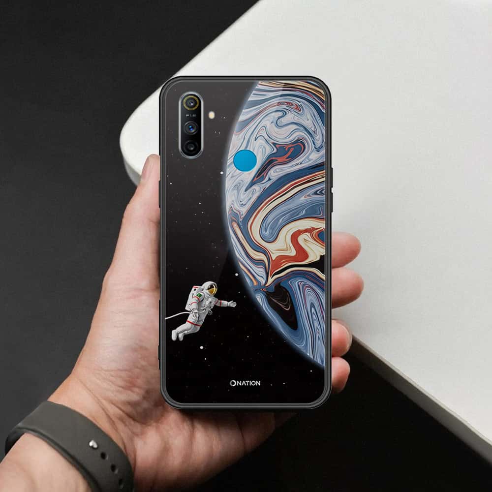 Realme 5s Cover - Cosmic Marble Astronaut Design - HQ Ultra Shine Premium Infinity Glass Soft Silicon Borders Case