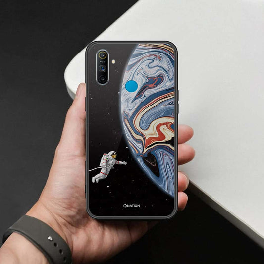 Realme 5s Cover - Cosmic Marble Astronaut Design - HQ Ultra Shine Premium Infinity Glass Soft Silicon Borders Case