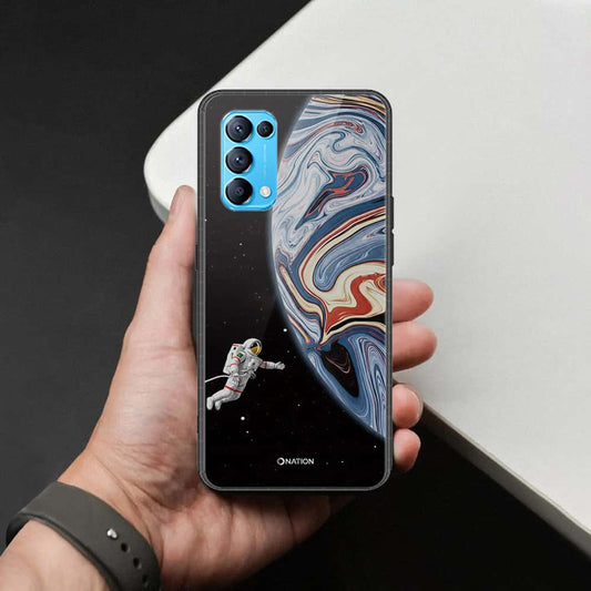 Oppo Reno 5 4G Cover - Cosmic Marble Astronaut Design - HQ Ultra Shine Premium Infinity Glass Soft Silicon Borders Case
