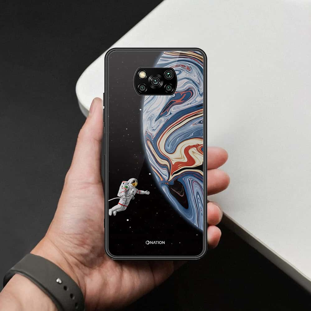 Xiaomi Poco X3 Cover - Cosmic Marble Astronaut Design - HQ Ultra Shine Premium Infinity Glass Soft Silicon Borders Case