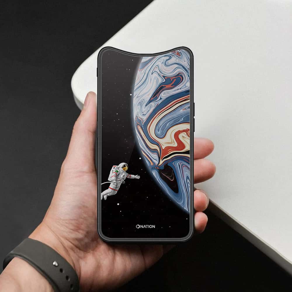 Oppo Find X Cover - Cosmic Marble Astronaut Design - HQ Ultra Shine Premium Infinity Glass Soft Silicon Borders Case