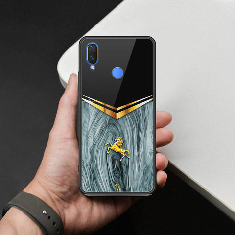Y7 2019 Cover - Majestic Royal V Design - HQ Ultra Shine Premium Infinity Glass Soft Silicon Borders Case