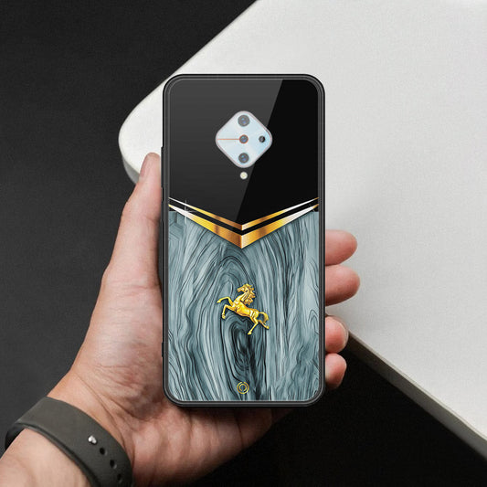 Vivo S1 Pro Cover - Majestic Royal V Design - HQ Ultra Shine Premium Infinity Glass Soft Silicon Borders Case