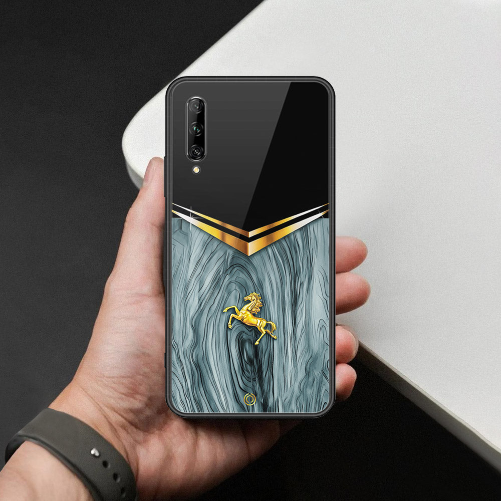 Huawei Y9s Cover - Majestic Royal V Design - HQ Ultra Shine Premium Infinity Glass Soft Silicon Borders Case