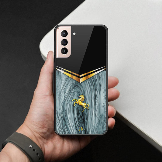 Samsung Galaxy S21 Plus 5G Cover - Majestic Royal V Design - HQ Ultra Shine Premium Infinity Glass Soft Silicon Borders Case