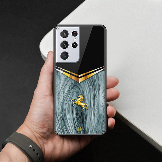 Samsung Galaxy S21 Ultra 5G Cover - Majestic Royal V Design - HQ Ultra Shine Premium Infinity Glass Soft Silicon Borders Case