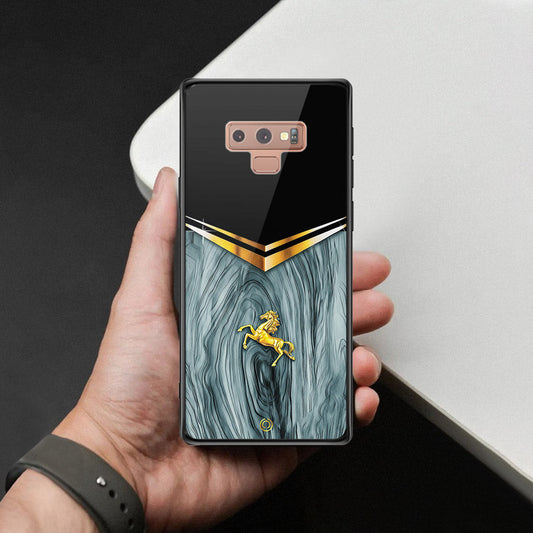 Samsung Galaxy Note 9 Cover - Majestic Royal V Design - HQ Ultra Shine Premium Infinity Glass Soft Silicon Borders Case