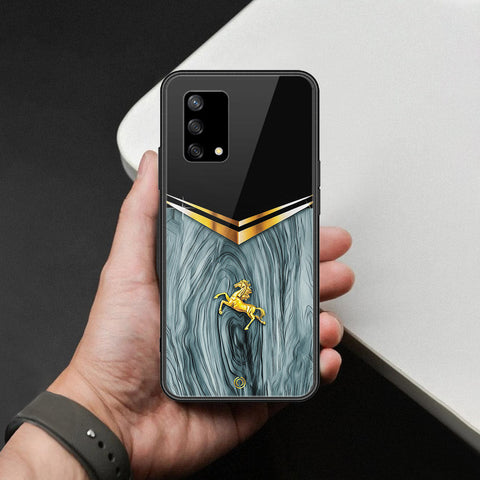Oppo F19 Cover - Majestic Royal V Design - HQ Ultra Shine Premium Infinity Glass Soft Silicon Borders Case