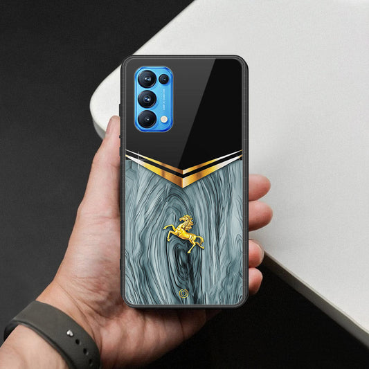 Oppo Reno 5 Pro Cover - Majestic Royal V Design - HQ Ultra Shine Premium Infinity Glass Soft Silicon Borders Case