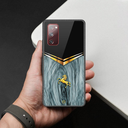 Samsung Galaxy S20 FE Cover - Majestic Royal V Design - HQ Ultra Shine Premium Infinity Glass Soft Silicon Borders Case