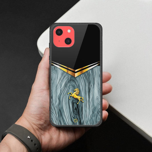 iPhone 13 Mini Cover - Majestic Royal V Design - HQ Ultra Shine Premium Infinity Glass Soft Silicon Borders Case