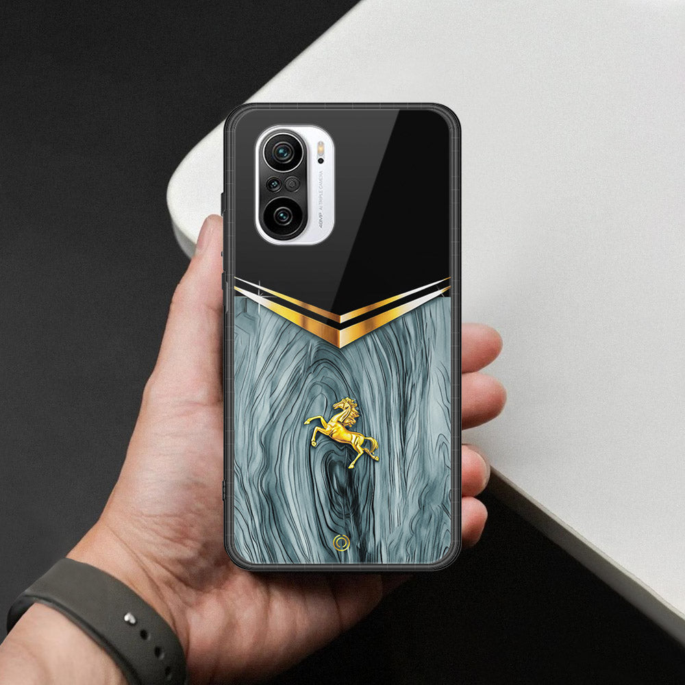 Xiaomi Poco F3 Cover - Majestic Royal V Design - HQ Ultra Shine Premium Infinity Glass Soft Silicon Borders Case