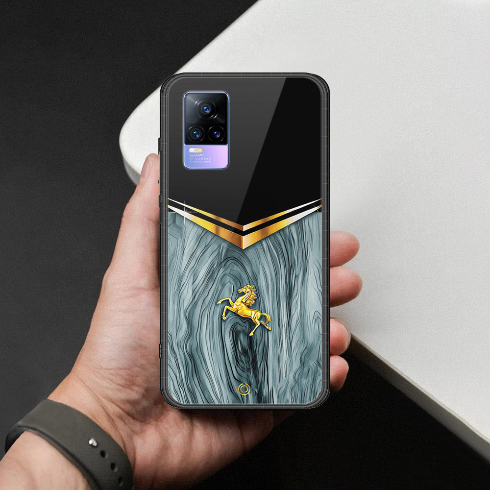 Vivo Y73 Cover - Majestic Royal V Design - HQ Ultra Shine Premium Infinity Glass Soft Silicon Borders Case