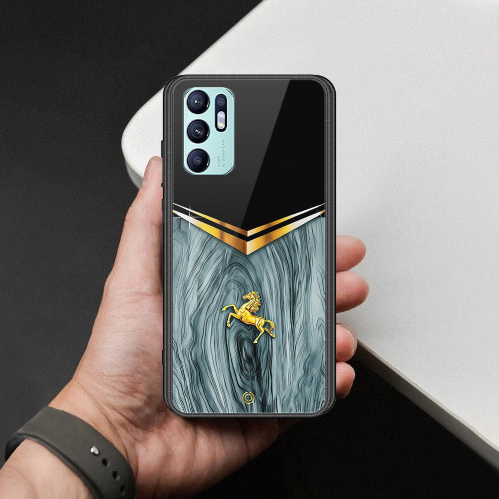 Oppo Reno 6 Cover - Majestic Royal V Design - HQ Ultra Shine Premium Infinity Glass Soft Silicon Borders Case