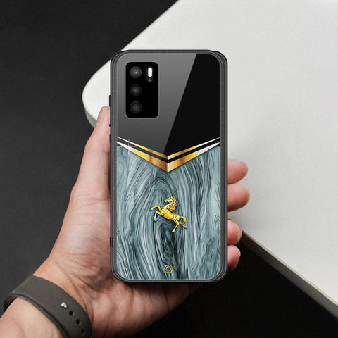Oppo A16 Cover - Majestic Royal V Design - HQ Ultra Shine Premium Infinity Glass Soft Silicon Borders Case