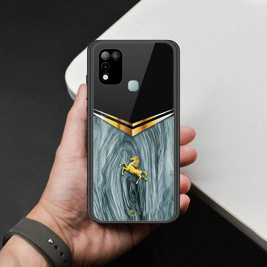 Infinix Hot 10 Play Cover - Majestic Royal V Design - HQ Ultra Shine Premium Infinity Glass Soft Silicon Borders Case