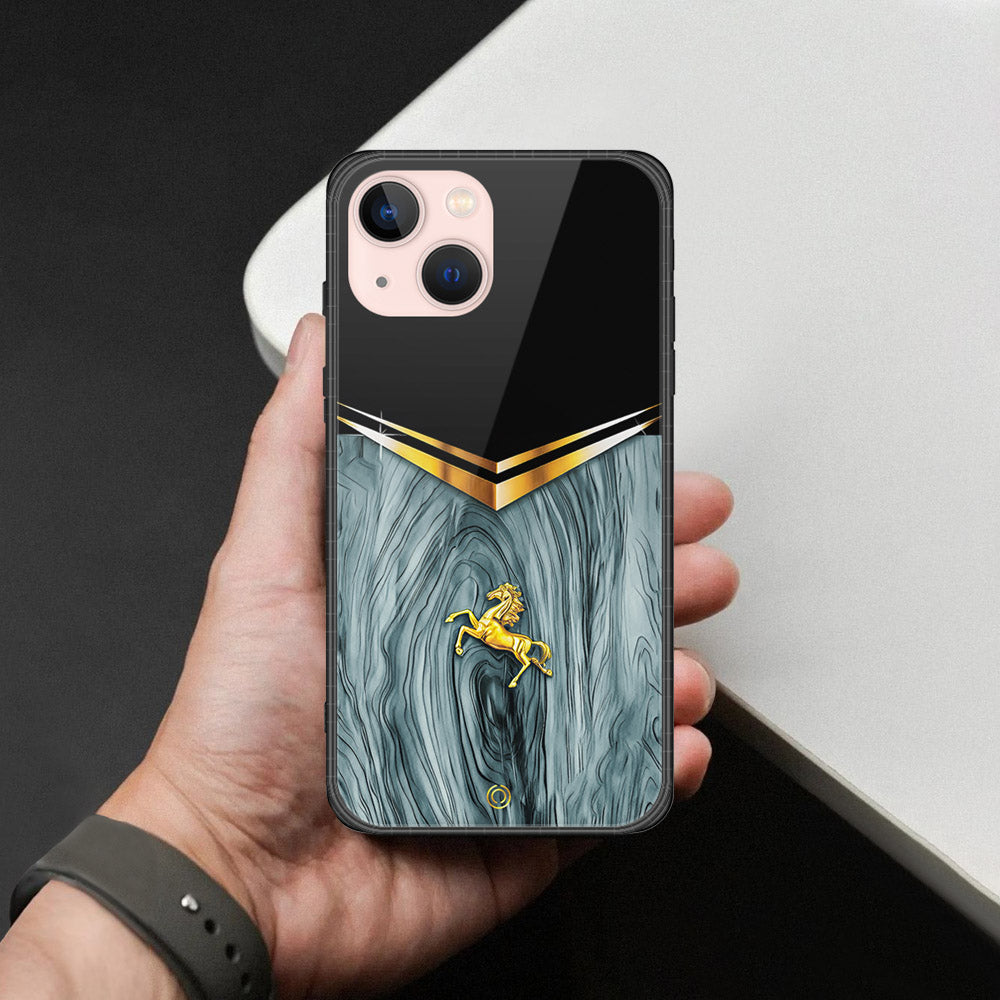 iPhone 14 Plus Cover - Majestic Royal V Design - HQ Ultra Shine Premium Infinity Glass Soft Silicon Borders Case