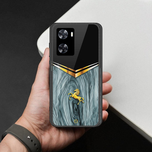Oppo A57 4G 2022 Cover - Majestic Royal V Design - HQ Ultra Shine Premium Infinity Glass Soft Silicon Borders Case
