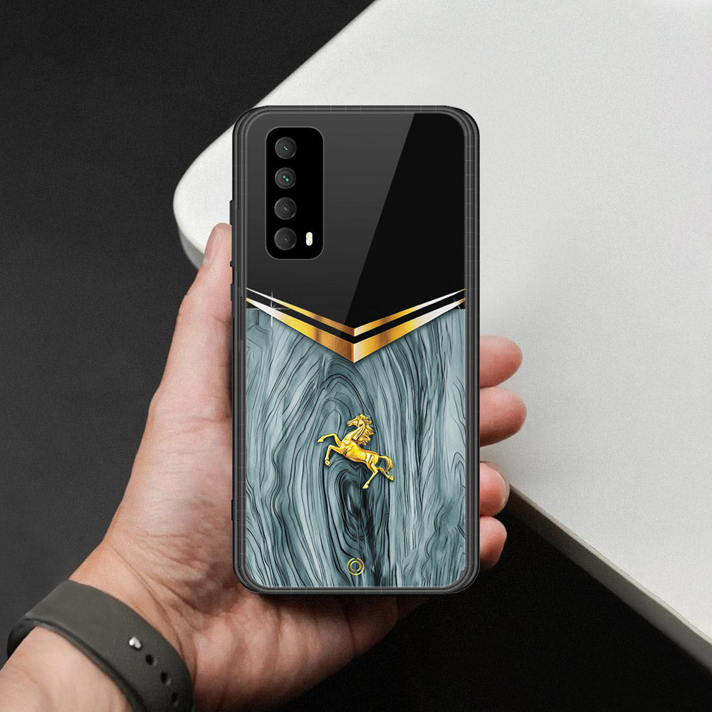 Huawei Y7a Cover - Majestic Royal V Design - HQ Ultra Shine Premium Infinity Glass Soft Silicon Borders Case