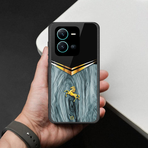 Vivo V25 5G Cover - Majestic Royal V Design - HQ Ultra Shine Premium Infinity Glass Soft Silicon Borders Case