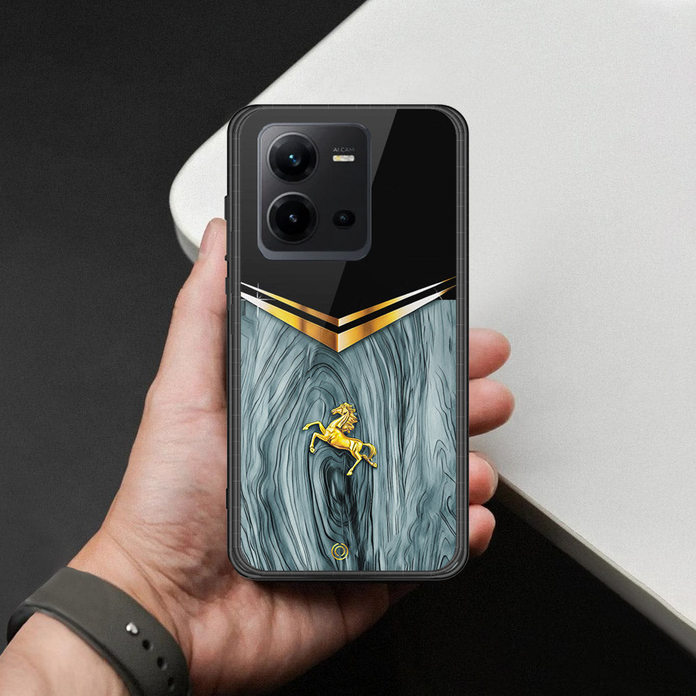Vivo V25e Cover - Majestic Royal V Design - HQ Ultra Shine Premium Infinity Glass Soft Silicon Borders Case