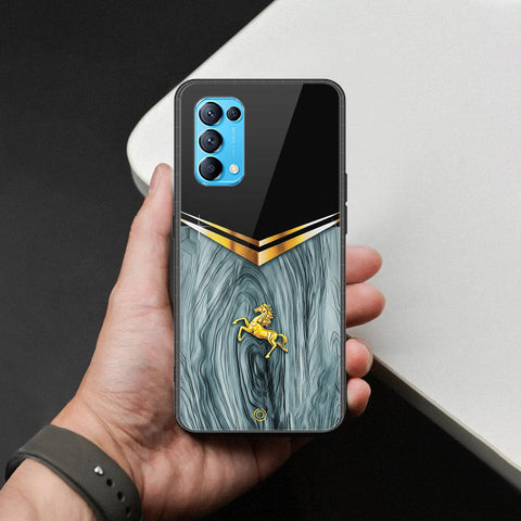 Oppo Reno 5 4G Cover - Majestic Royal V Design - HQ Ultra Shine Premium Infinity Glass Soft Silicon Borders Case